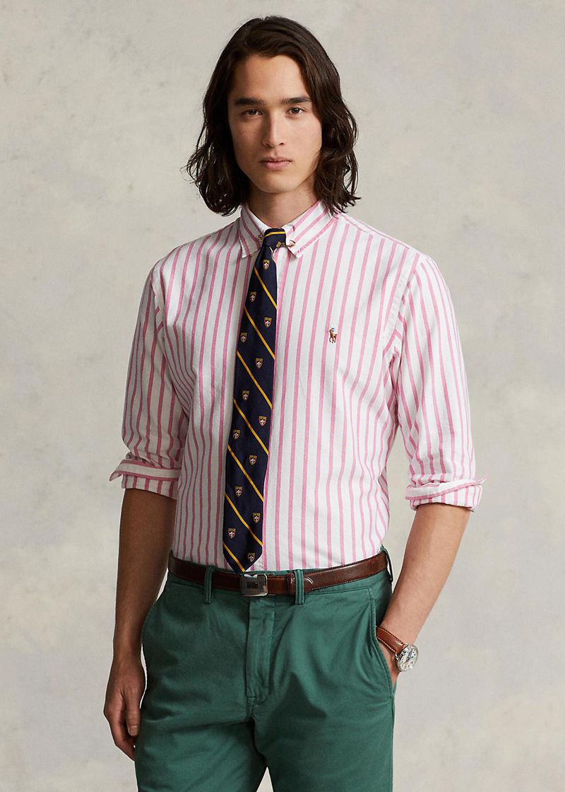 ポロ ラルフ ローレン シャツ メンズ ピンク カスタム フィット ストライプd Oxford OXDNZ2507